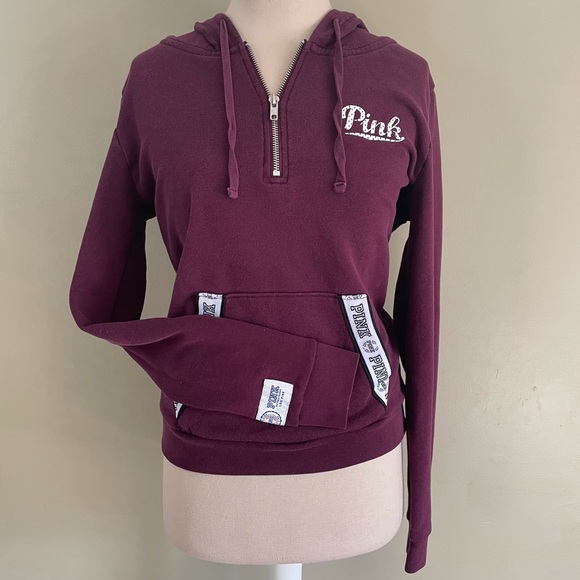 PINK Victoria's Secret Tops - PINK quarter zip hoodie w/ front pocket